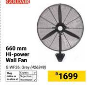 Goldair 660mm Hi-Power Grey Wall Fan GIWF26 