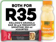 Kellogg's Granola Bar 36g & Freshstop Smoothie 350ml Assorted-For Both