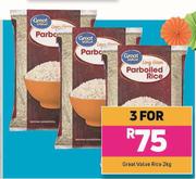Great Value Rice-For 3 x 2kg