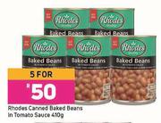 Rhodes Canned Baked Beans In Tomato Sauce-For 5 x 410g