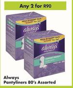 Always Pantyliners Assorted-For Any 2 x 80's