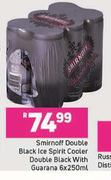 Smirnoff Double Black Ice Spirit Cooler Double Black With Guarana-6 x 250ml