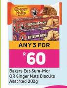 Bakers Eet-Sum-Mor Or Ginger Nuts Biscuits Assorted-For Any 3 x 200g