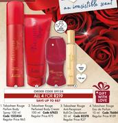 Tabasheer Rouge Parfum Body Spray 100ml, Body Cream 100ml, Roll-On Deo 50ml & Eau de Parfum 10ml