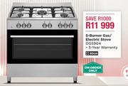 Defy 90cm 5 Burner Gas/Electric Stove DGS904