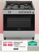 Defy 60cm 4 Burner Full Gas Stove DGS601