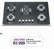 Zero 5 Burner Gas On Glass Hob 