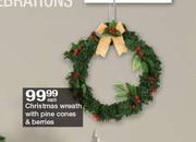 Christmas Wreath With Pine Cones & Berries-Each