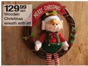 Wooden Christmas Wreath With Elf-Each