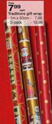 Traditions Gift Wrap 1m x50Cm-Each