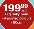 Big Belly Bear Assorted Colours 80Cm-Each