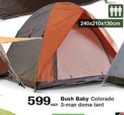 Bush Baby Colorado 3-Man Dome Tent (240 x 210 x 130cm)-Each