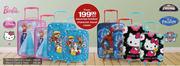 Assorted Kiddies Character Travel Cases 35cm x 29cm x 11.5cm-Each