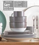 Black Stripe Dinner Range Coffee Mug-Each