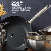 Marcomb 30cm Carbon Steel Wok With Stainless Steel Handle-Each