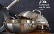 Professionele 30cm Vlekvrye Staal Wok Met Deksel-elk