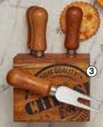 4 Piece Cheese Knives With Wooden Block Set