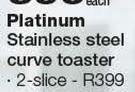 Platinum 2 Slice Curve Toaster
