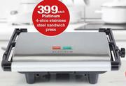 Platinum 4 Slice Stainless Steel Sandwich Press