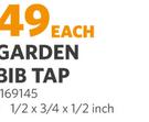 Garden Bib Tap 1/2 x 3/4 x 1/2 Inch 169145
