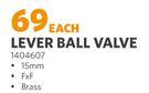 Lever Ball Valve 15mm 1404607