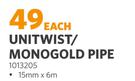 Unitwist/Monogold Pipe 15mm x 6m 1013205