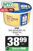 Spar Daily Spread 40% Fat Spread Tub-1Kg