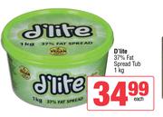 D'Lite 37% Fat Spread Tub-1Kg