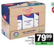 Creamline UHT Full Cream Milk Only-6 x 1L Per Pack