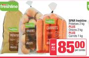 Spar Freshline Potatoes 2Kg + Onions 2Kg + Carrots 1Kg-For All