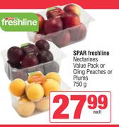 Spar Freshline Nectarines Value Pack Or Cling Peaches Or Plums-750g