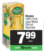 Rhodes 100% Fruit Juice Blend Assorted-200ml