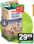 Spar Extra Shelf Life Full Cream Or Low Fat Milk-2L