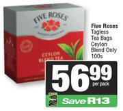 Five Roses Tagless Tea Bags (Cetlon Blend Only)-100's Pack