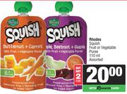 Rhodes Squish Fruit Or Vegetable Puree Assorted-For Any 2 x 110ml