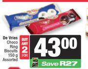  De Vries Choco Ring Biscuits Assorted-For Any 2 x 150g