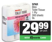Spar Mini Toilet Tissue 1 Ply 300 Sheets-9s Per Pack