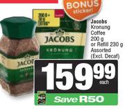 Jacobs Kronung Coffee 200g Or Refill 230g Assorted-Each