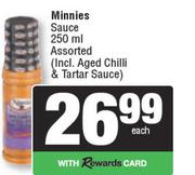 Minnies Sauce Assorted-250ml Each