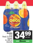 Brookes Oros Ready To Drink Squash Assorted-6 x 300ml