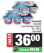 Parmalat Smooth Low Fat Dairy Snack Assorted-For 2 x 6 x 100g