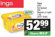 Flora 40% Fat Spread Tub Regular Or Light-1Kg