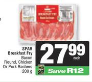 Spar Breakfast Fry Bacon Round, Chicken Or Pork Rashers-200g