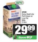 Spar Extra Shelf Life Full Cream Or Low Fat Milk-2L