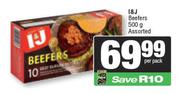 I&J Beefers Assorted-500g Per Pack