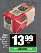 Spar Bakery Brown Or Brown Toaster Bread-700g