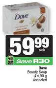 Dove Beauty Soap Assorted-4 x 90g