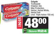 Colgate Toothpaste Original,Gel,Max Protection,Herbal,Herbal White,Herbal Salt-For 2 