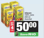 Infacare 100% Juice Assorted-For 4 x 200ml