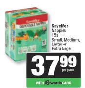 SaveMor Nappies Small, Medium, Large Or Extra Large-15s